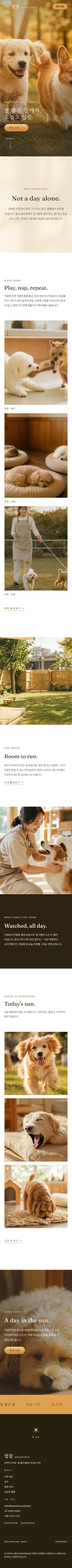 BYEOTTEUL — 볕 좋은 뜰의 하루 · 반려견 유치원 모바일 화면