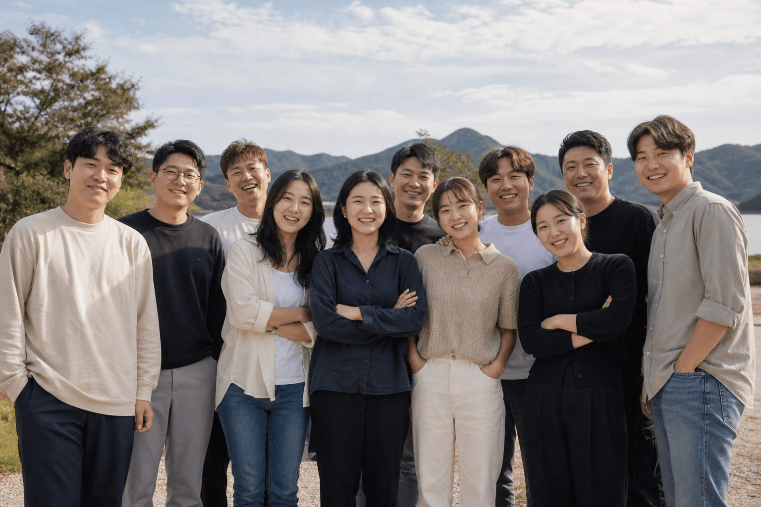 룸워크 팀의 단체 사진 (데모 이미지)