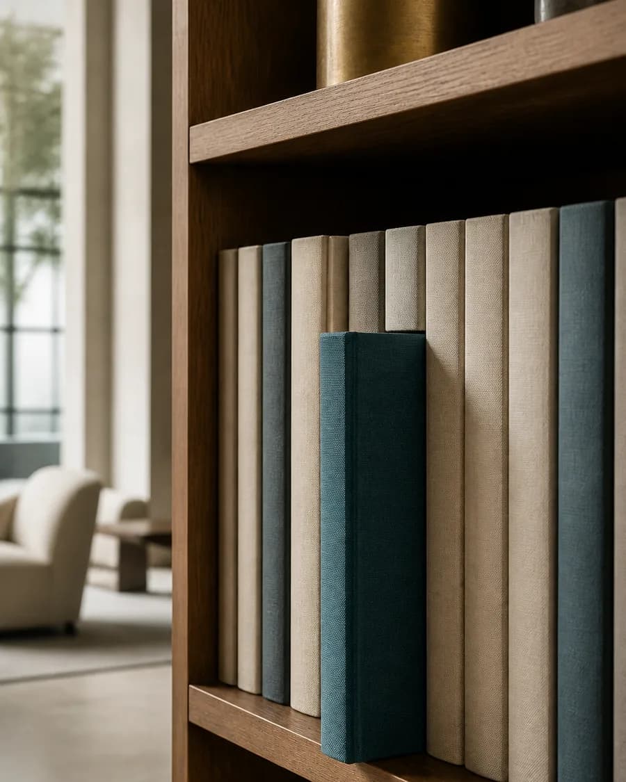 Bound record volumes on a shelf, one pulled slightly out