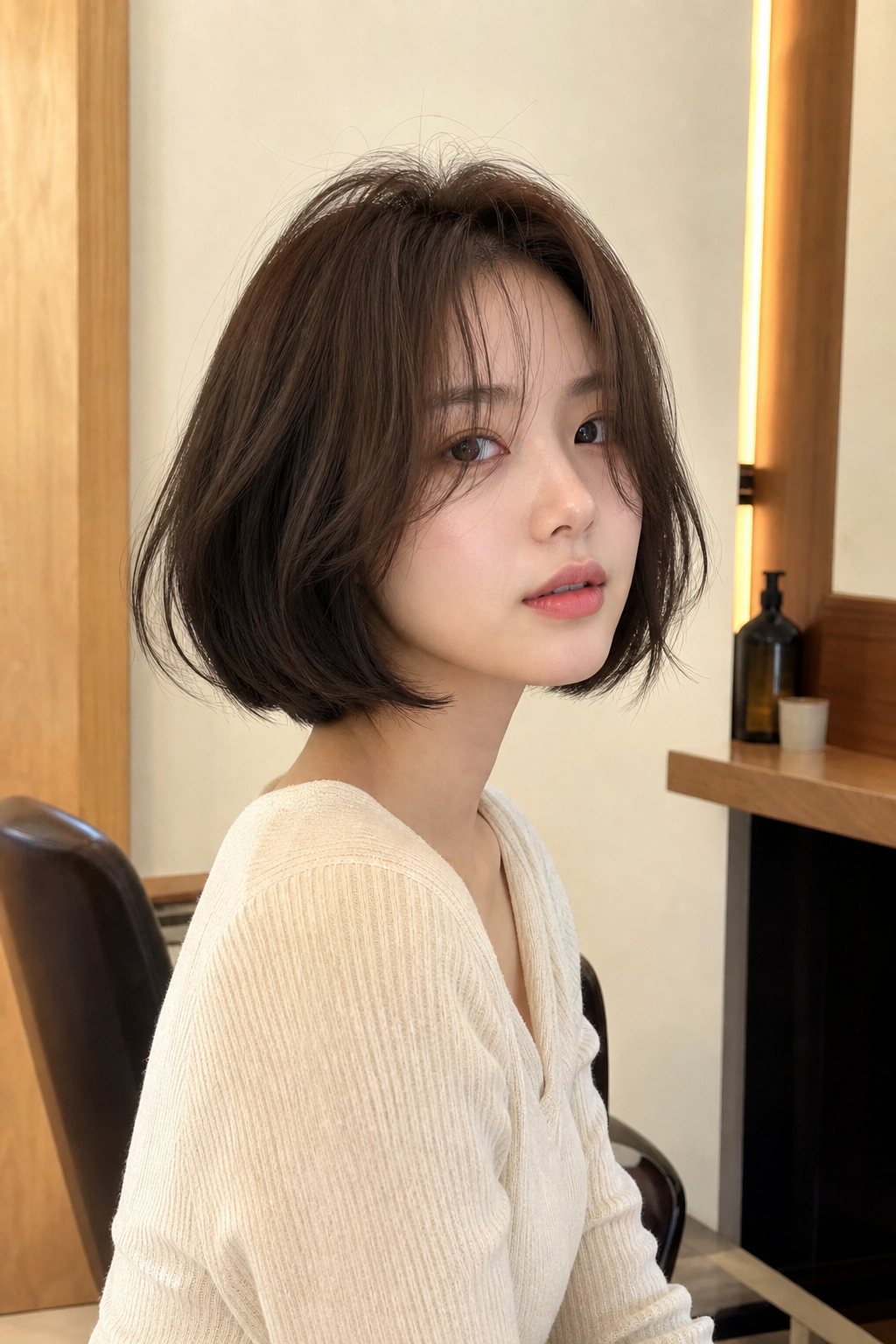 가볍게 떨어지는 에어 보브 단발 — 흑백으로 본 가벼운 무게감