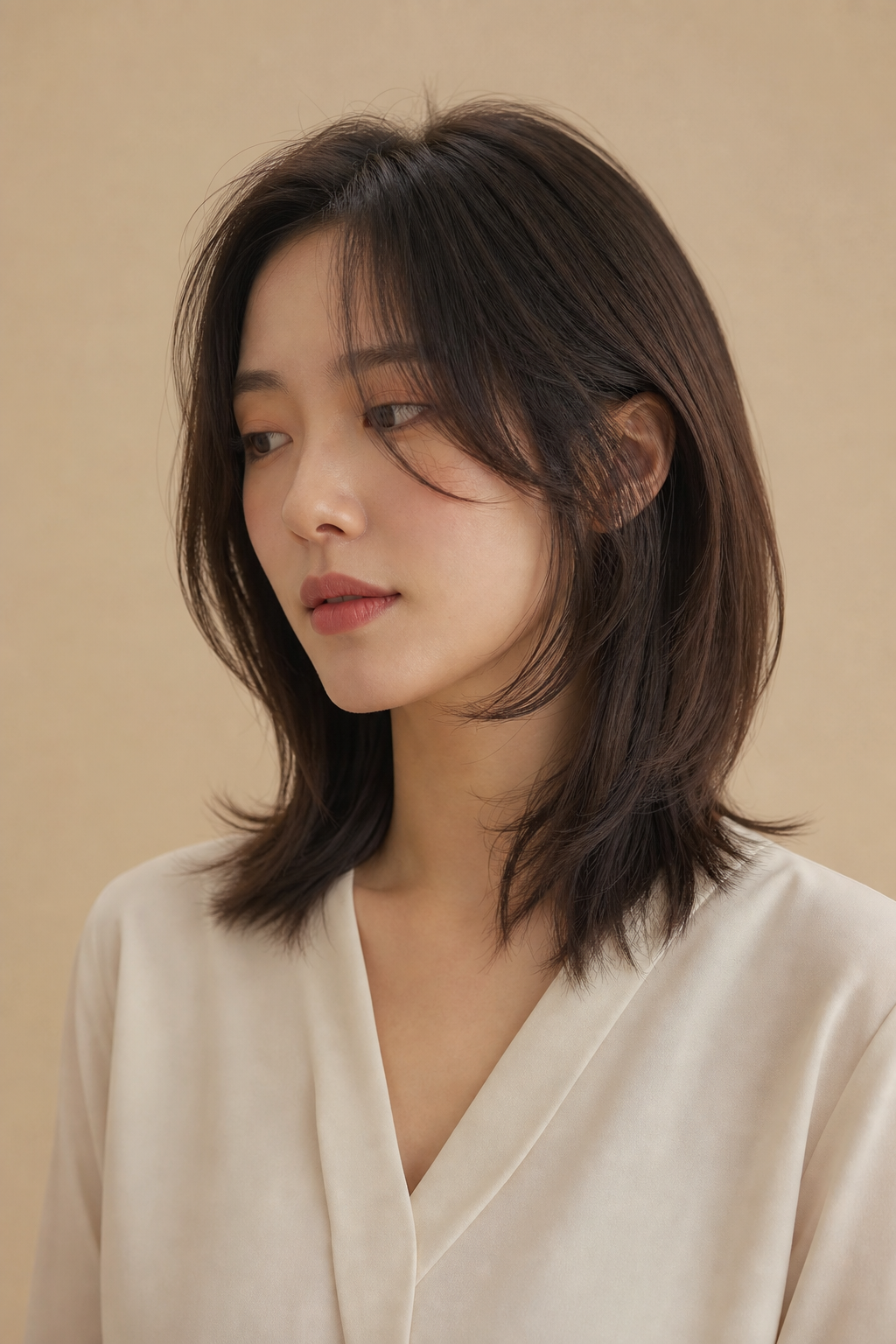 얼굴선을 부드럽게 — 커튼뱅 레이어