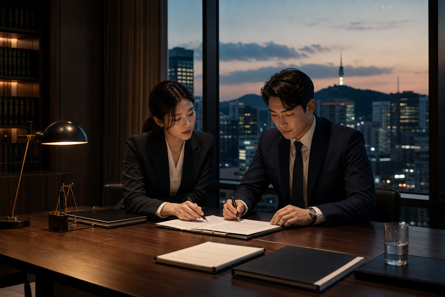 세무 상담이 진행되는 회의 테이블